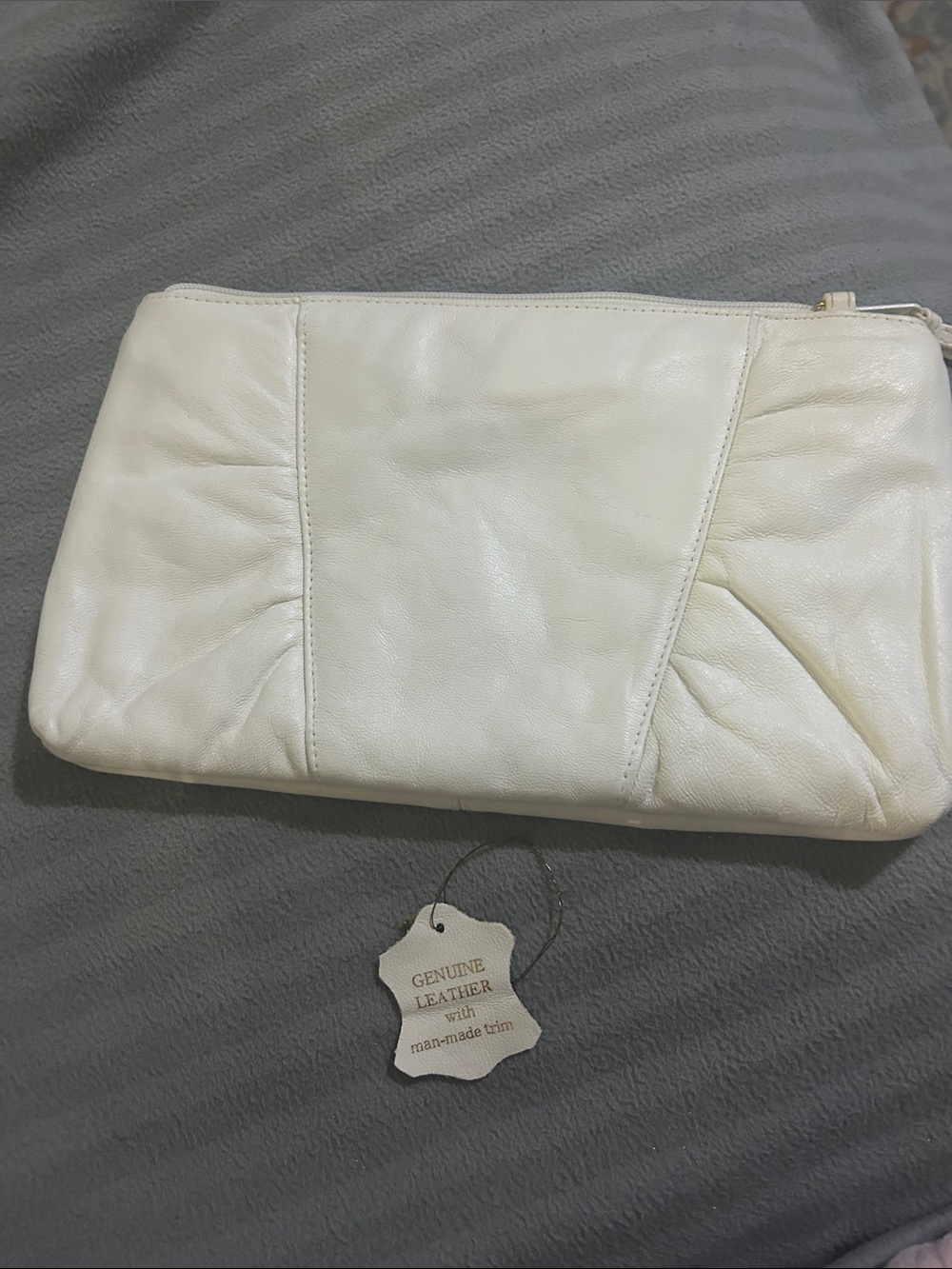 Vintage Cream Genuine Leather Women's Clutch